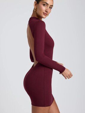 Oh Polly Burgundy Open Back Bodycon Mini Dress – NWT